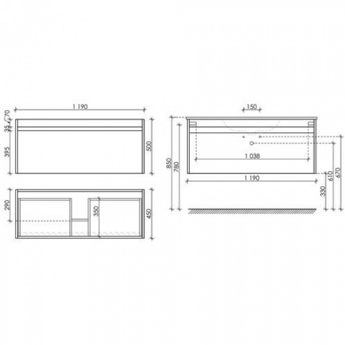 Комплект мебели подвесной SANCOS Smart 1190х450х500