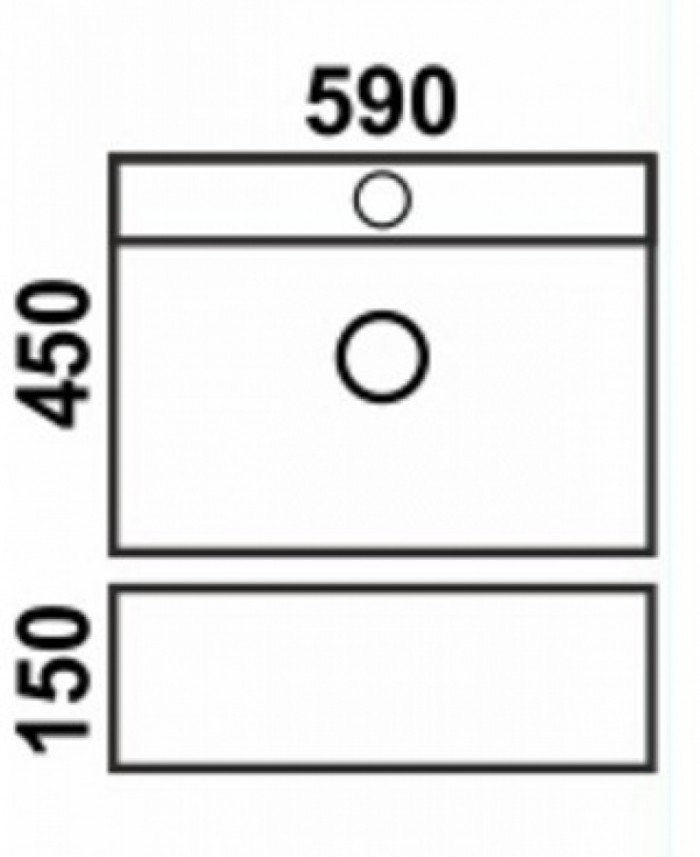 Фигурный умывальник накладной прямоугольный (ШИРОКИЙ БОРТ) 590х450х150 MELANA