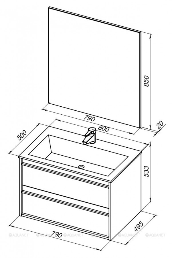 Мебель для ванной Aquanet Lino 80