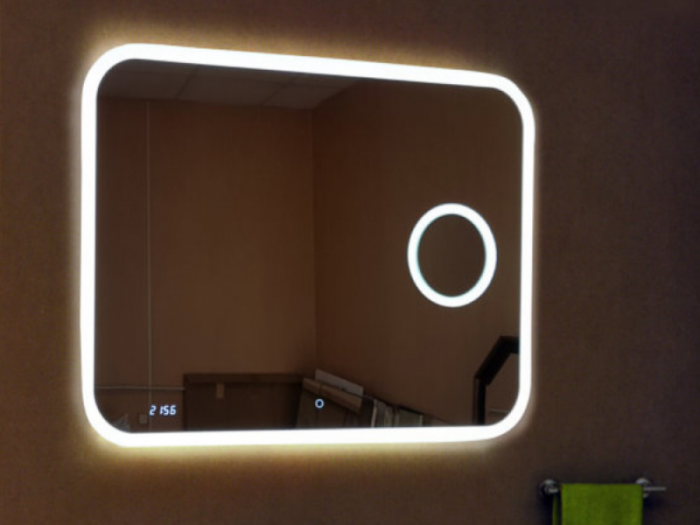 Зеркало Континент Bliss LED 800х600 с часами и линзой