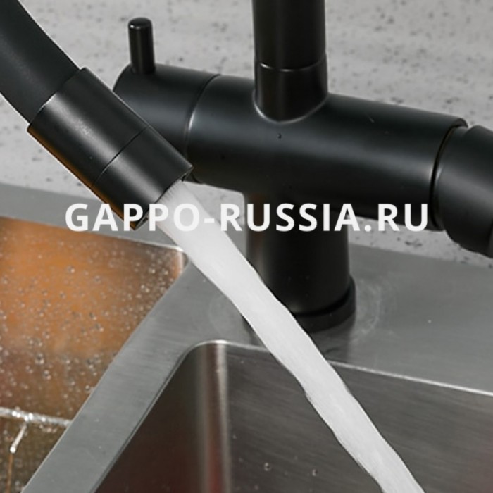 Смеситель для кухни со встроенным краном под фильтр Gappo G4398-36 с гибким изливом