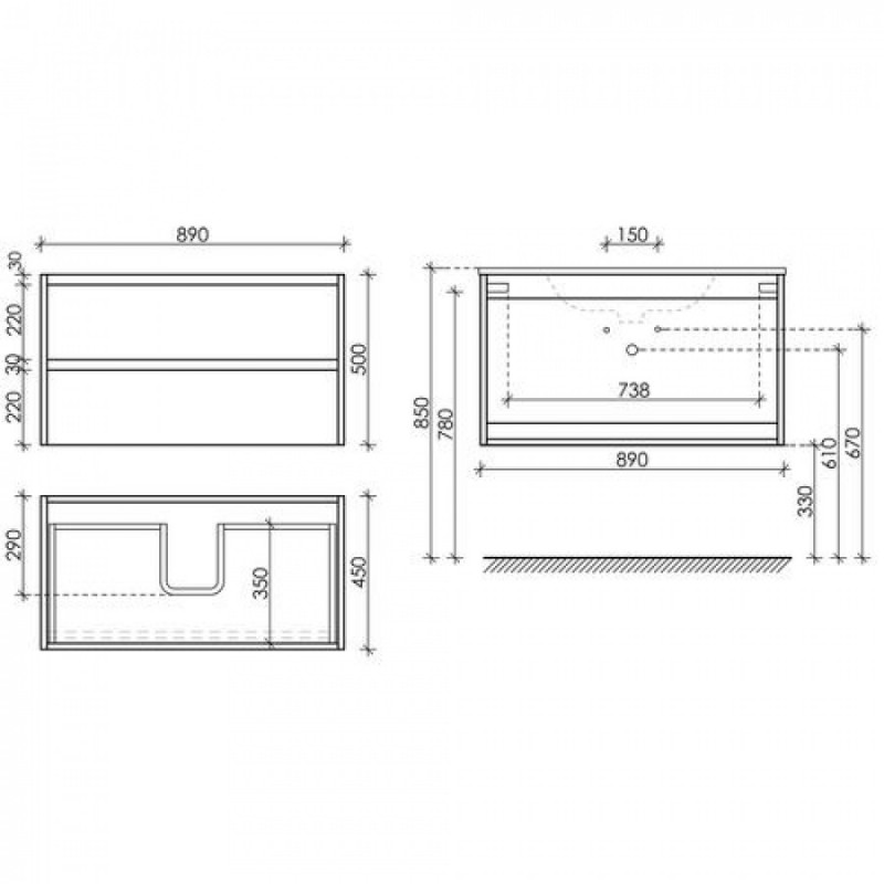 Комплект мебели подвесной SANCOS Libra 890х450х500
