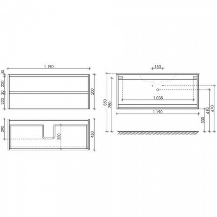 Комплект мебели подвесной SANCOS Libra 1190х450х500