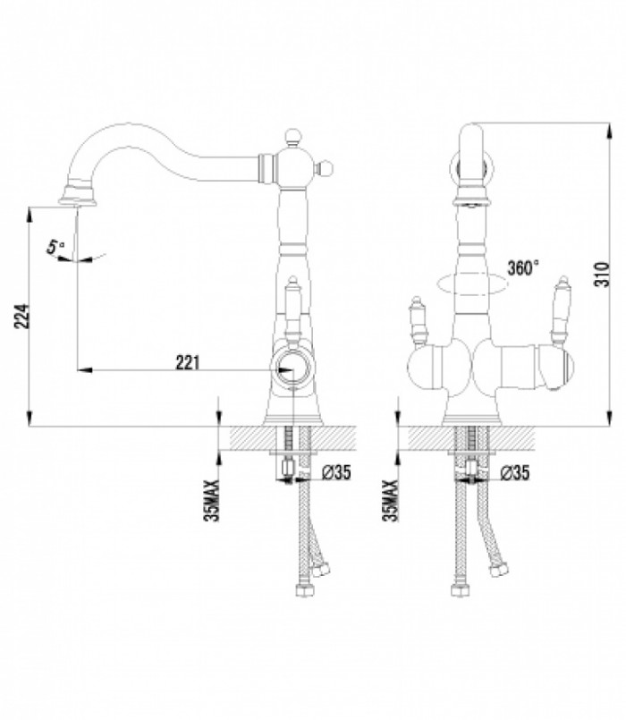 Смеситель для кухни с подключением к фильтру с питьевой водой – LM3065C