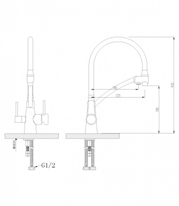 Смеситель для кухни с подключением к фильтру с питьевой водой – LM3071C-Gray