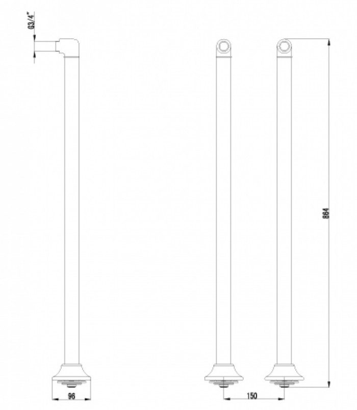 Комплект колонн для напольного подключения смесителя, бронза – LM8565B
