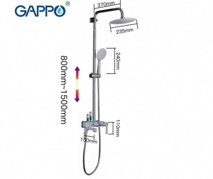 Душевая система со смесителем Gappo G2402-8