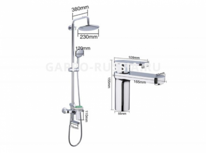 Душевая система со смесителем Gappo G2419