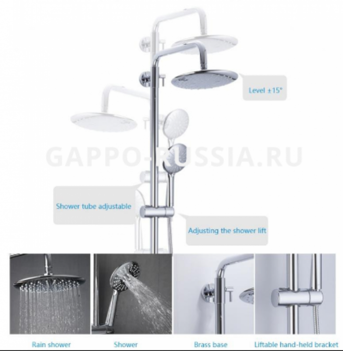 Душевая система со смесителем Gappo G2419