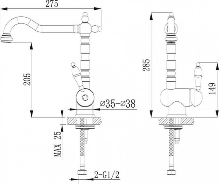 Смеситель для кухни Timo Morea 2406F Шампань