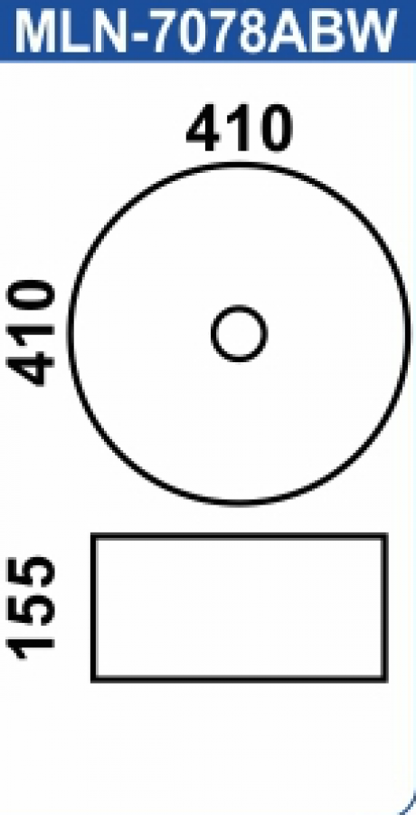 Фигурный умывальник накладной круглый черно-белый 410х410х155 MELANA