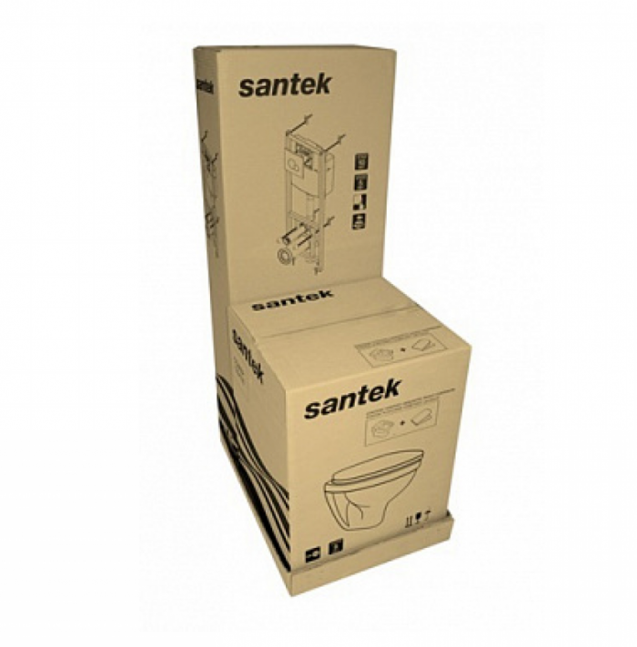 Пэк: Santek Бореаль подвесной унитаз с сиденьем SC + инсталляция + панель смыва белого цвета