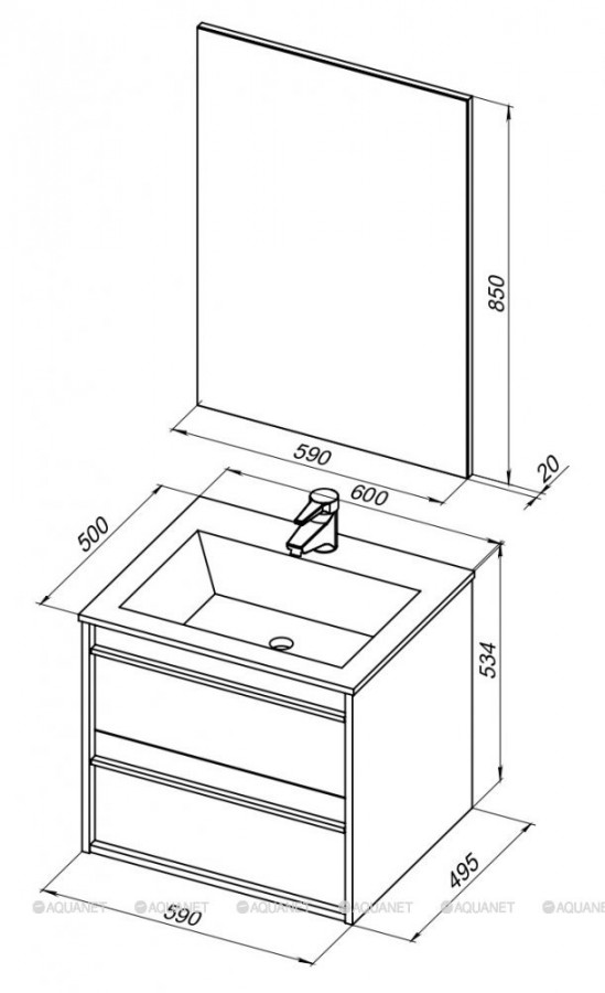 Мебель для ванной Aquanet Lino 60