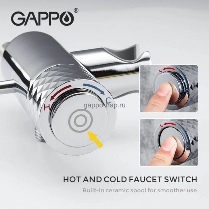 Встраиваемый термостатический смеситель с гигиеническим душем Gappo G7288