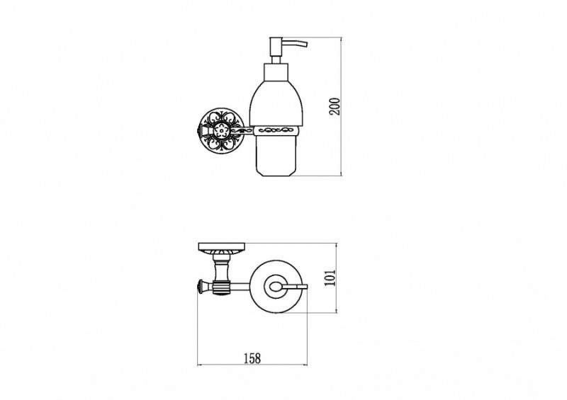 Дозатор для жидкого мыла с настенным держателем Savol S-005831B